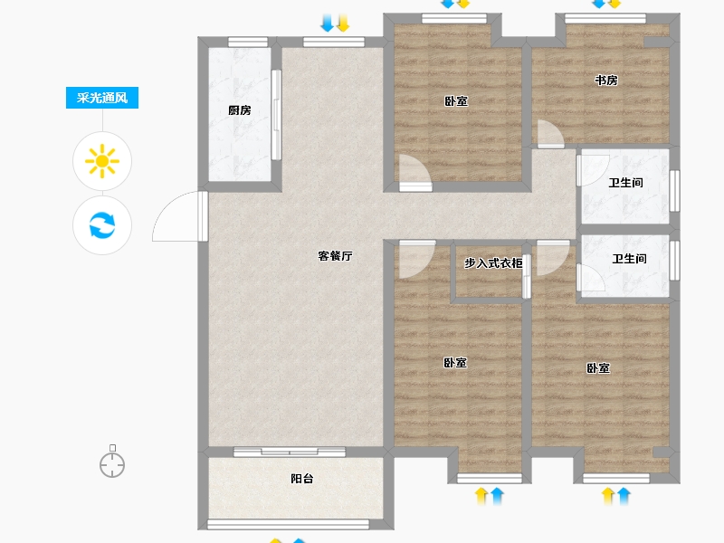 河南省-南阳市-东郡华府-116.84-户型库-采光通风