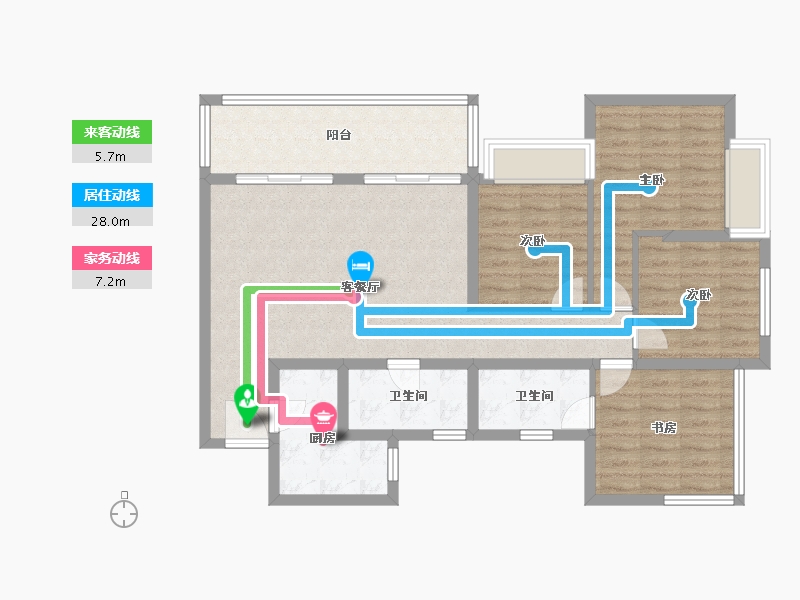 四川省-成都市-格林城市花园二期-99.20-户型库-动静线