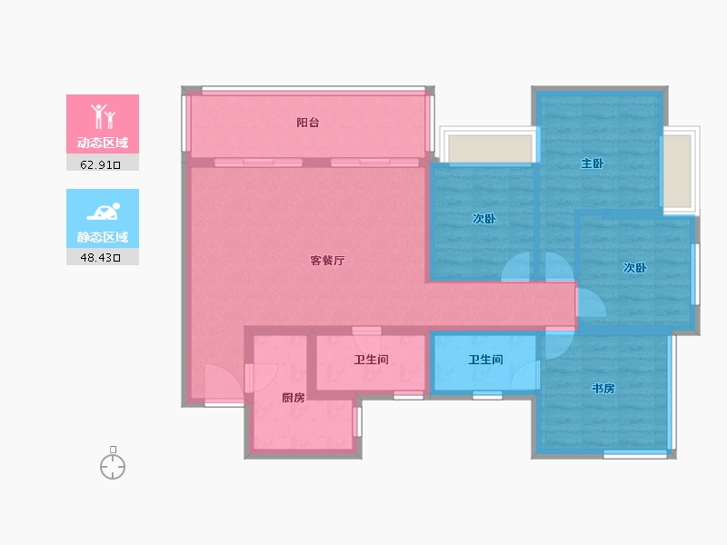 四川省-成都市-格林城市花园二期-99.20-户型库-动静分区