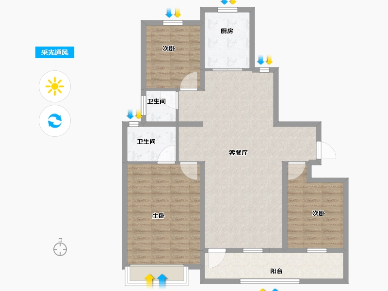 山东省-潍坊市-中海世家-102.40-户型库-采光通风