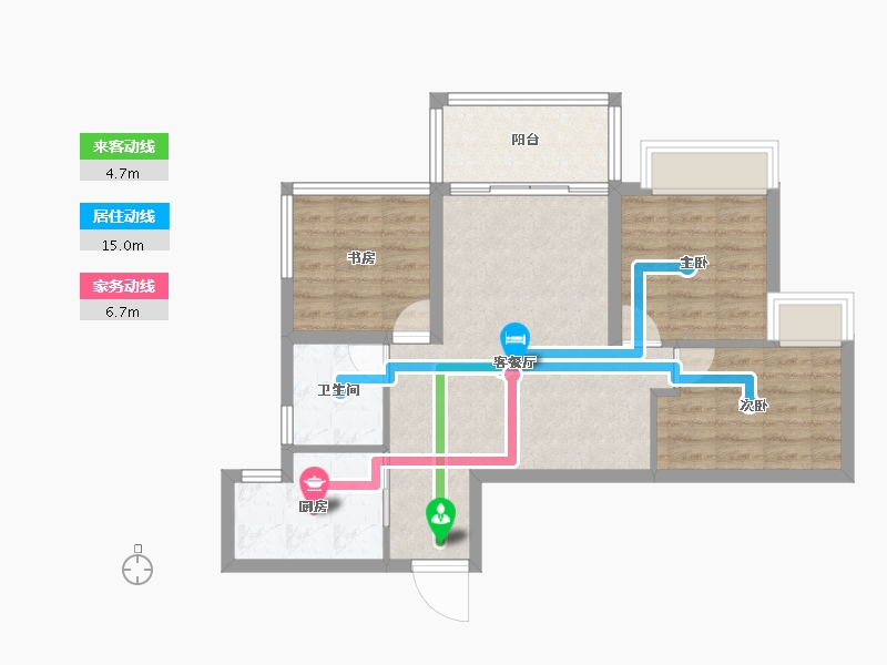 四川省-成都市-格林城市花园二期-68.55-户型库-动静线