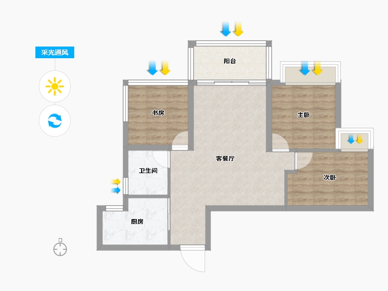 四川省-成都市-格林城市花园二期-68.55-户型库-采光通风