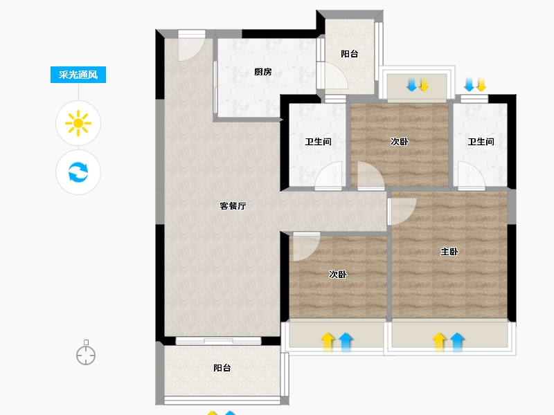 广东省-肇庆市-金沙1号-85.00-户型库-采光通风