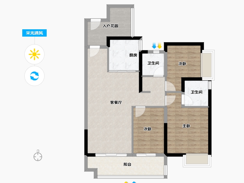 海南省-三亚市-保利碧桂园悦府-88.21-户型库-采光通风