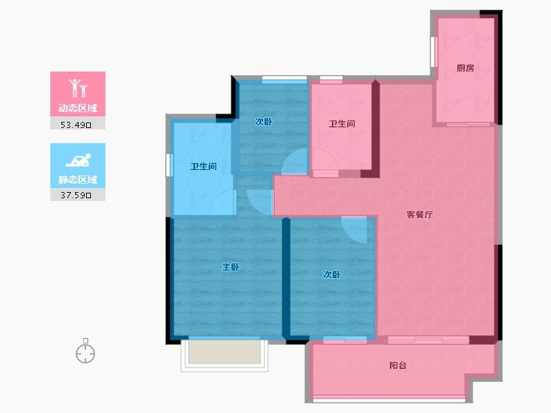 海南省-三亚市-保利碧桂园悦府-81.57-户型库-动静分区