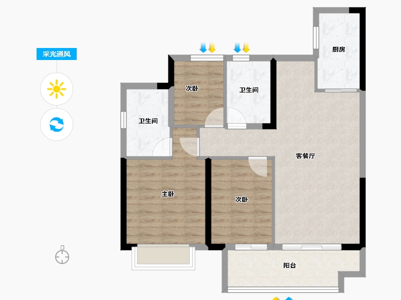 海南省-三亚市-保利碧桂园悦府-81.57-户型库-采光通风