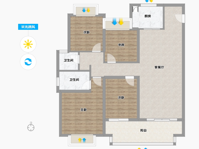 江苏省-南通市-上锦花园-110.00-户型库-采光通风