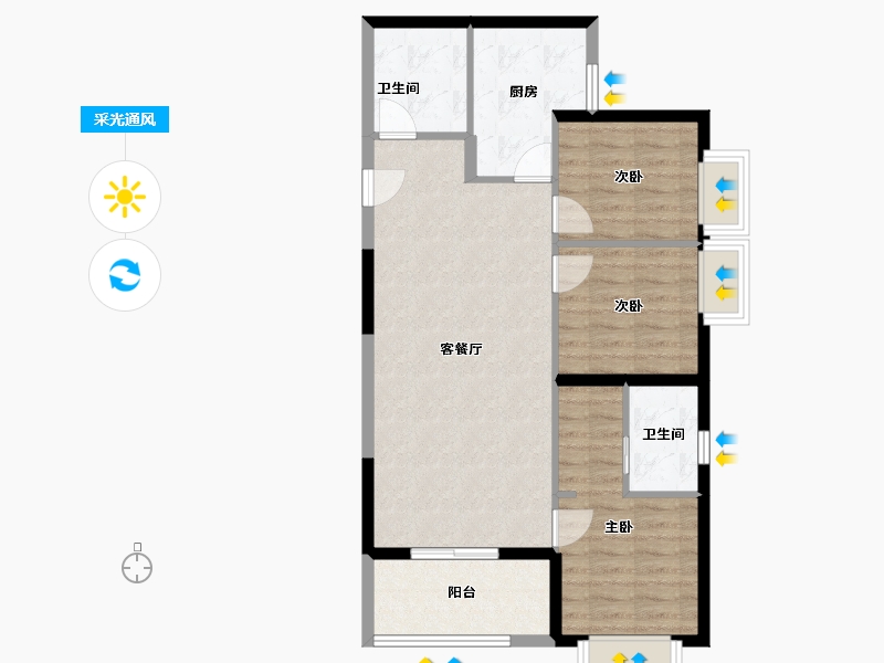 云南省-昆明市-招商依云国际社区-79.76-户型库-采光通风