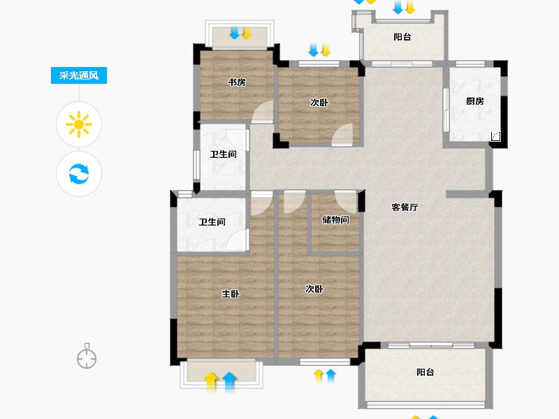 湖南省-长沙市-江山帝景-122.69-户型库-采光通风