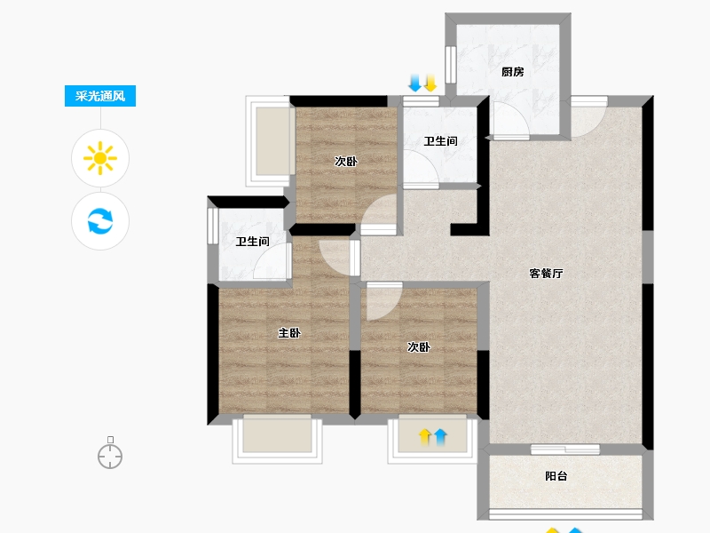 云南省-昆明市-中建龙熙国际-65.07-户型库-采光通风