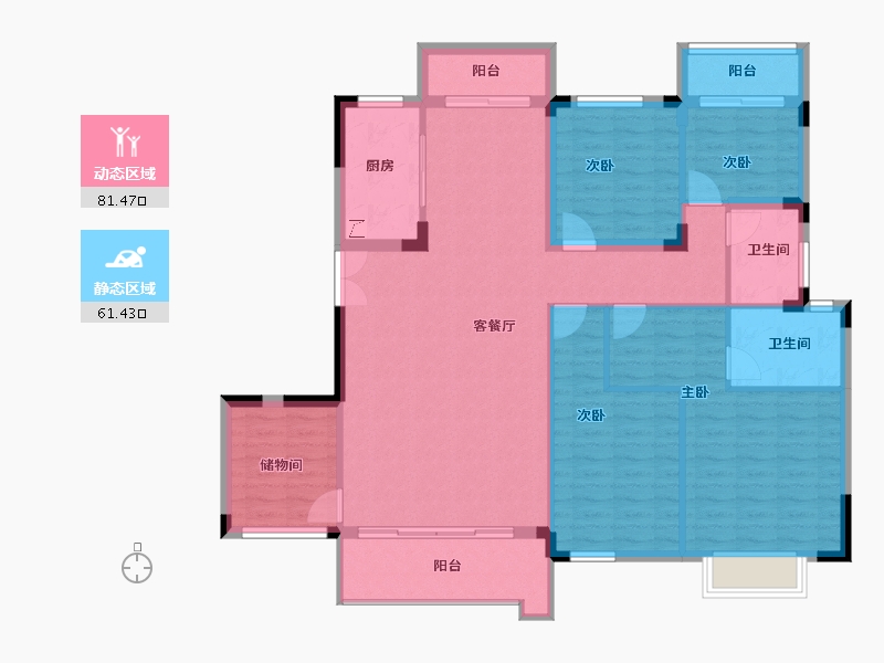 湖南省-长沙市-江山帝景-129.98-户型库-动静分区