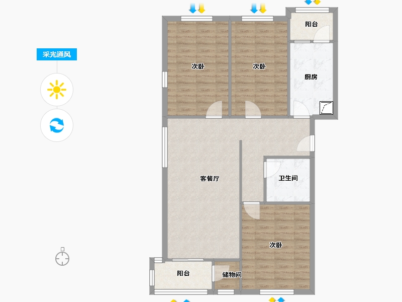 北京-北京市-龙腾苑-四区-100.00-户型库-采光通风