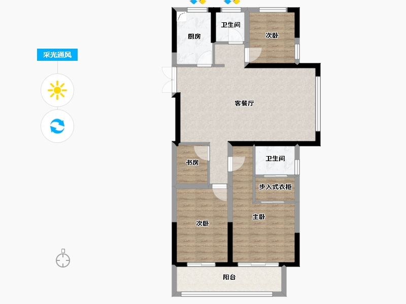 江苏省-连云港市-双池花园-110.00-户型库-采光通风