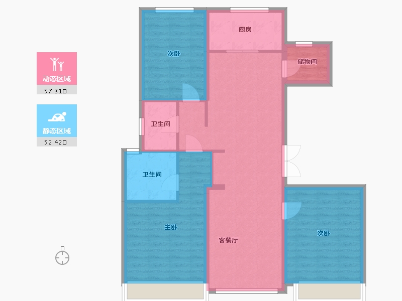 内蒙古自治区-呼伦贝尔市-心悦城-110.00-户型库-动静分区