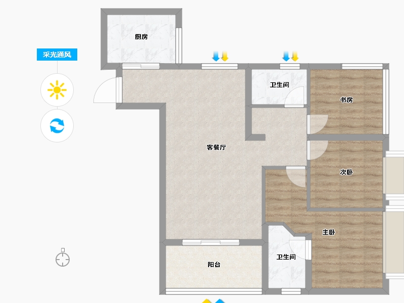 四川省-成都市-格林城市花园二期-80.39-户型库-采光通风