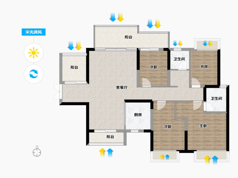 海南省-三亚市-保利碧桂园悦府-115.91-户型库-采光通风