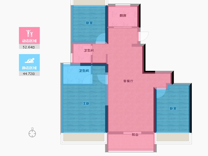 云南省-昆明市-浩创半山云府-86.40-户型库-动静分区