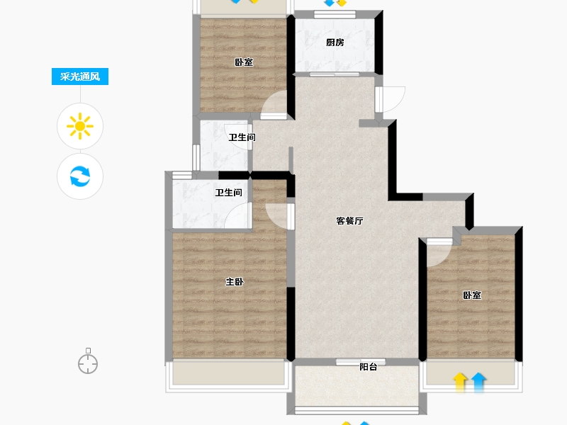 云南省-昆明市-浩创半山云府-86.40-户型库-采光通风