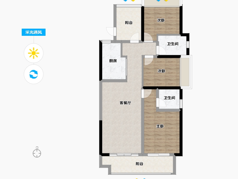 海南省-三亚市-保利碧桂园悦府-89.43-户型库-采光通风