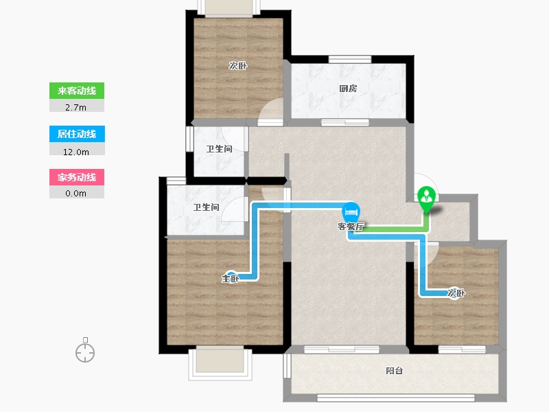 云南省-昆明市-招商依云国际社区-83.65-户型库-动静线