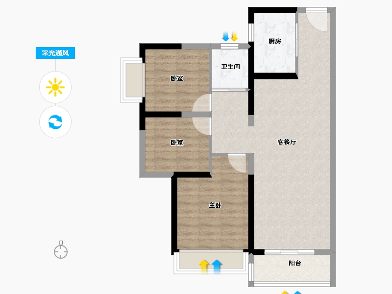 广东省-惠州市-太东海德花园-73.12-户型库-采光通风