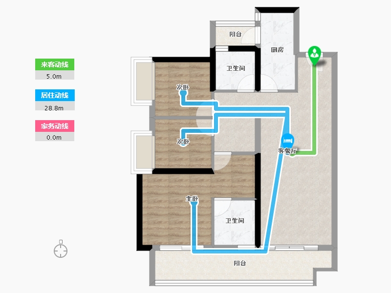 海南省-三亚市-保利碧桂园悦府-83.61-户型库-动静线