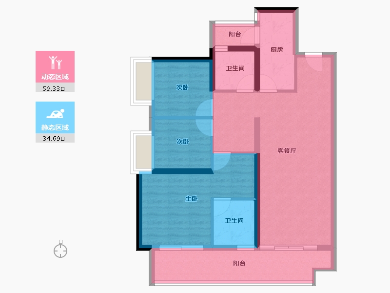 海南省-三亚市-保利碧桂园悦府-83.61-户型库-动静分区