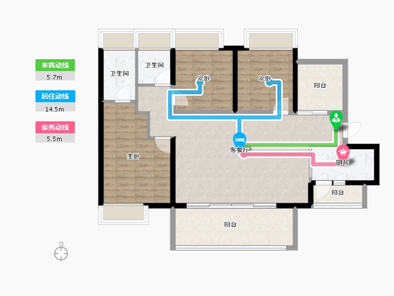 海南省-三亚市-保利碧桂园悦府-101.32-户型库-动静线