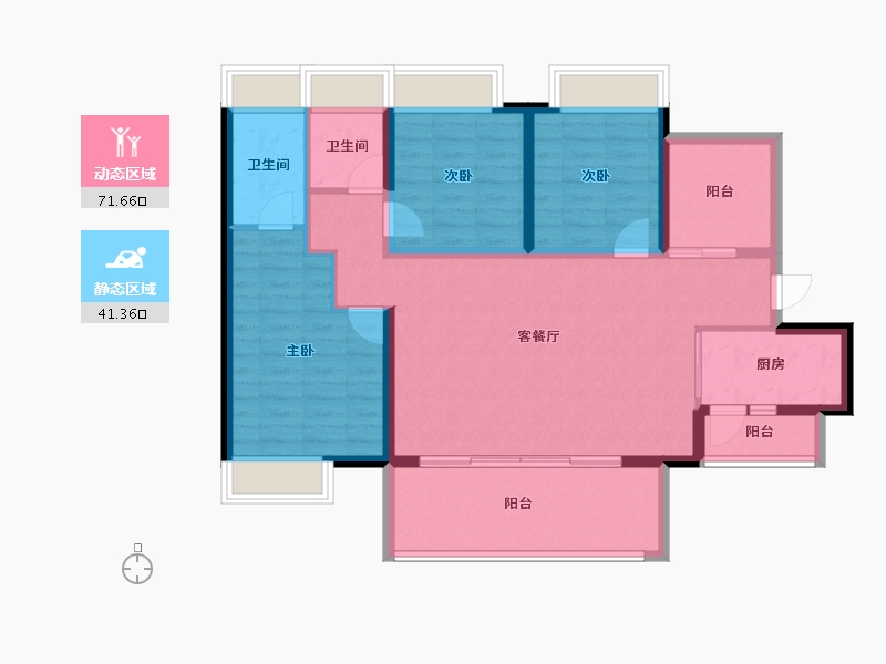 海南省-三亚市-保利碧桂园悦府-101.32-户型库-动静分区