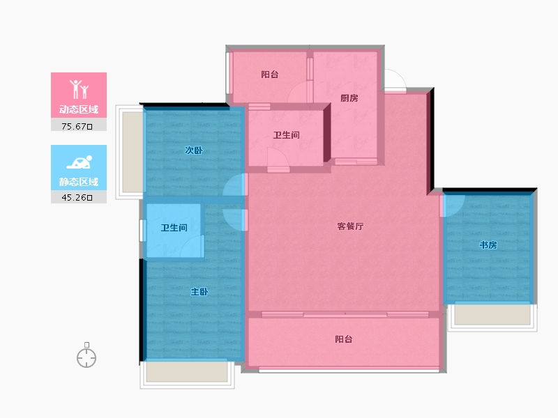 四川省-成都市-麓湖生态城-108.64-户型库-动静分区