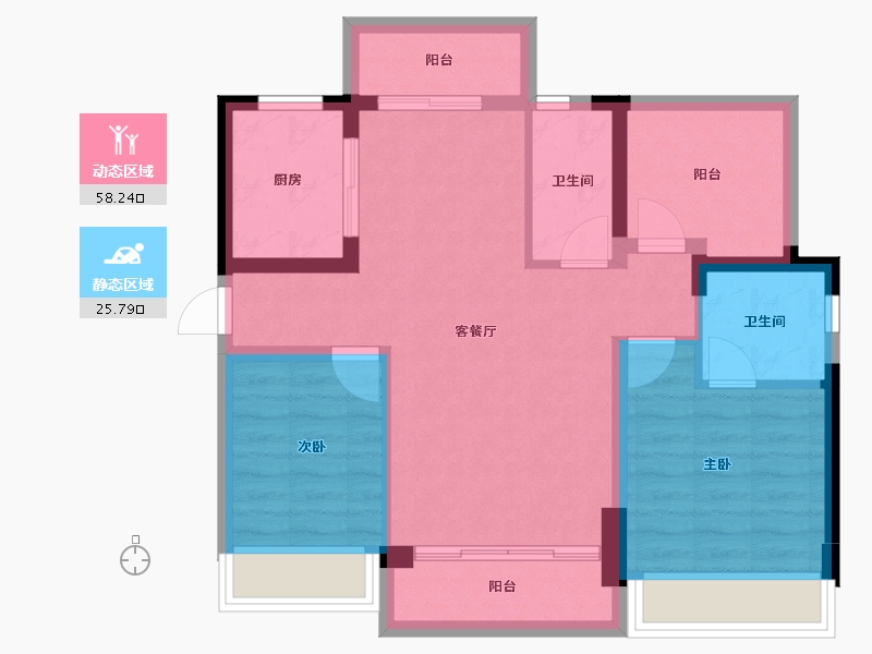 广东省-惠州市-友诚荷悦台-74.40-户型库-动静分区