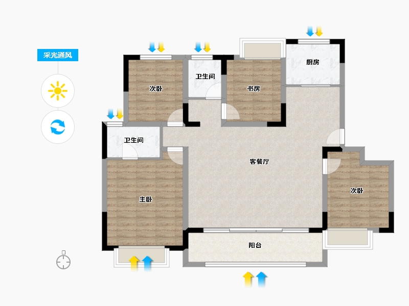 江苏省-无锡市-建溪朗诗御萃里-114.15-户型库-采光通风