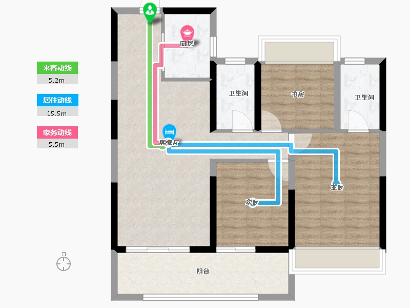 浙江省-温州市-鹿宸印-86.40-户型库-动静线