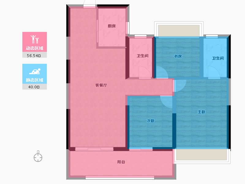 浙江省-温州市-鹿宸印-86.40-户型库-动静分区