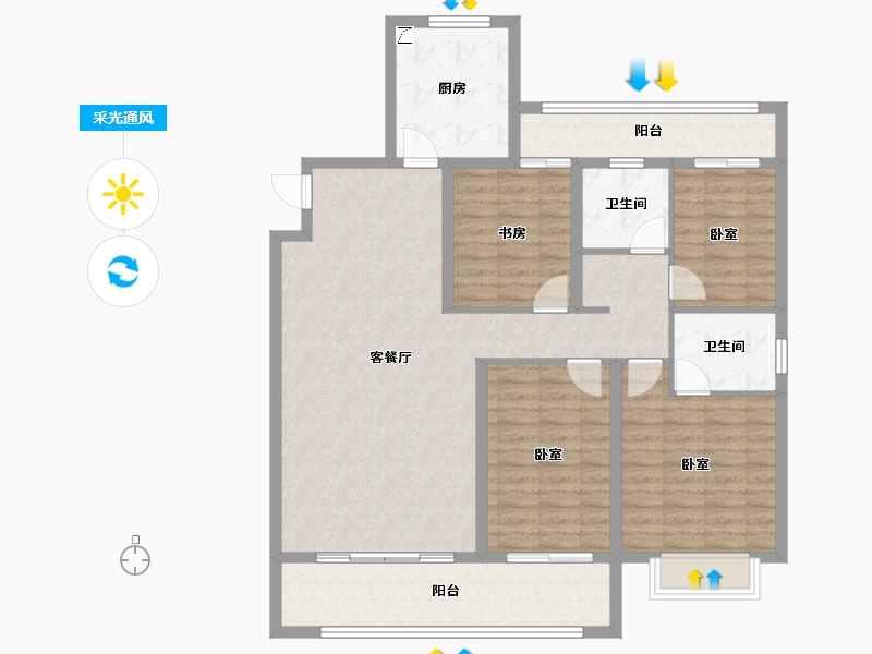 山东省-潍坊市-金帝惠贤府-120.81-户型库-采光通风