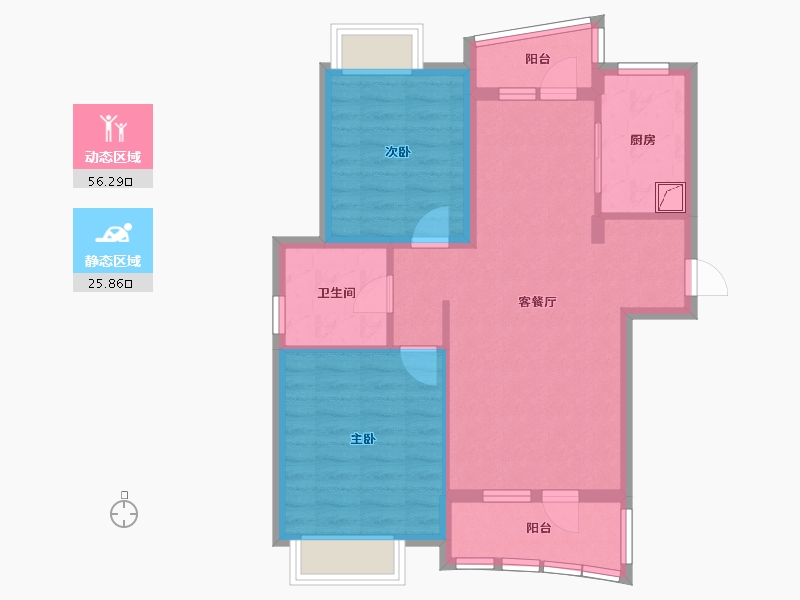 湖北省-武汉市-恋湖家园滨湖区二期-72.84-户型库-动静分区