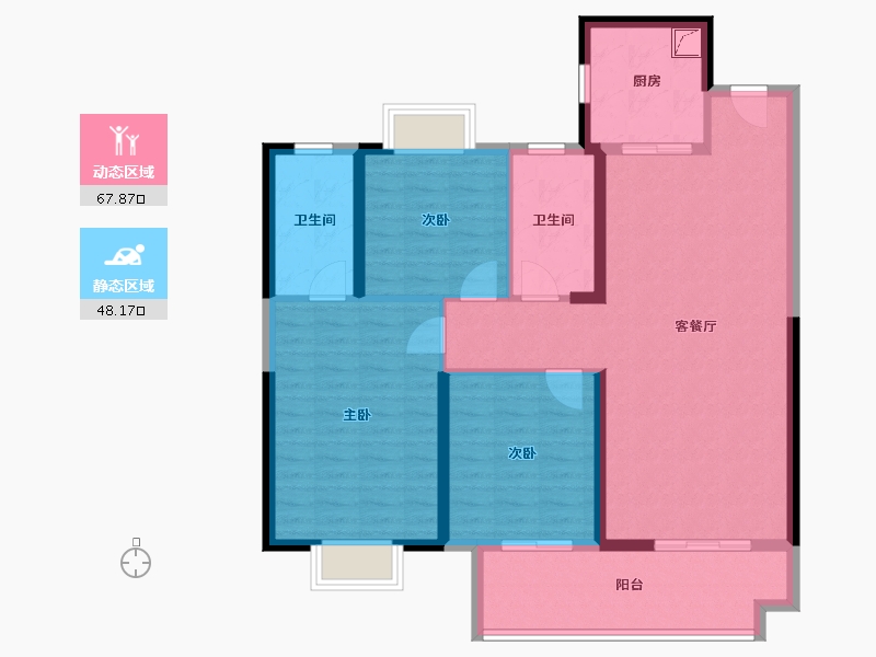 湖北省-武汉市-坤合云海城-104.47-户型库-动静分区