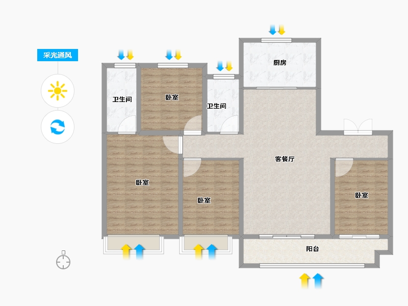 山东省-临沂市-绿地临沂城际空间站-134.40-户型库-采光通风