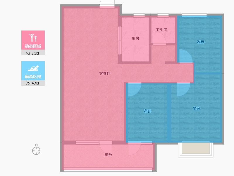 山东省-临沂市-泰鲁·时代城-88.81-户型库-动静分区