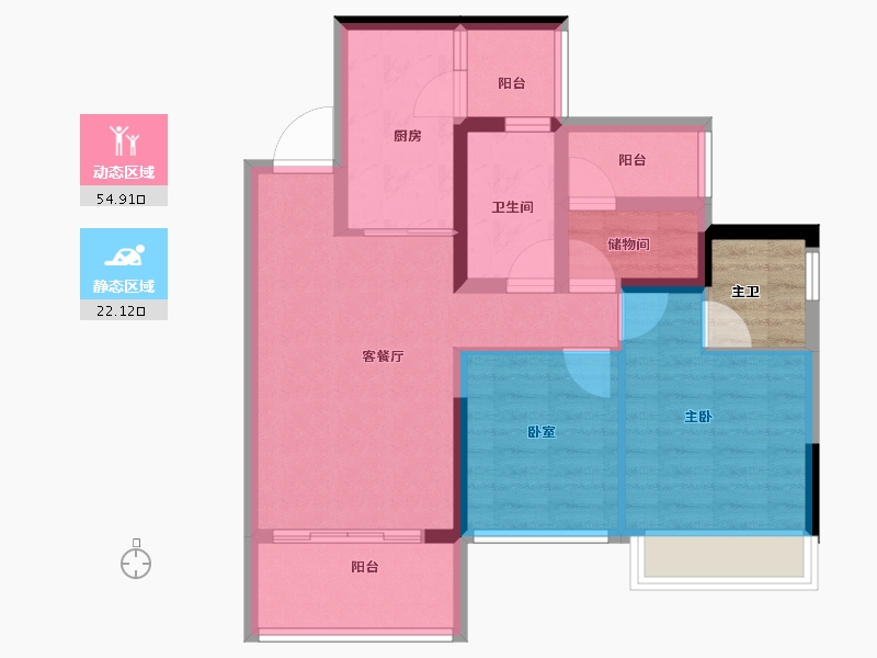 广东省-佛山市-禹洲朗廷湾-71.20-户型库-动静分区