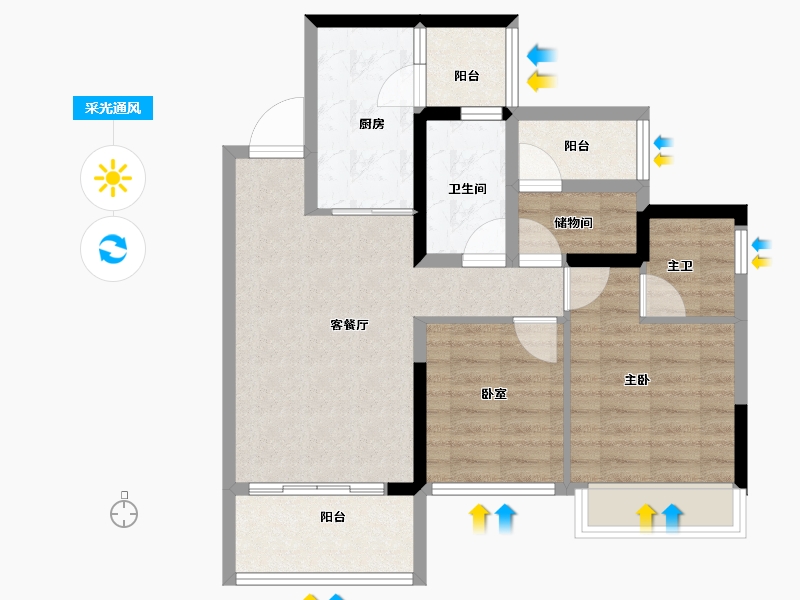 广东省-佛山市-禹洲朗廷湾-71.20-户型库-采光通风