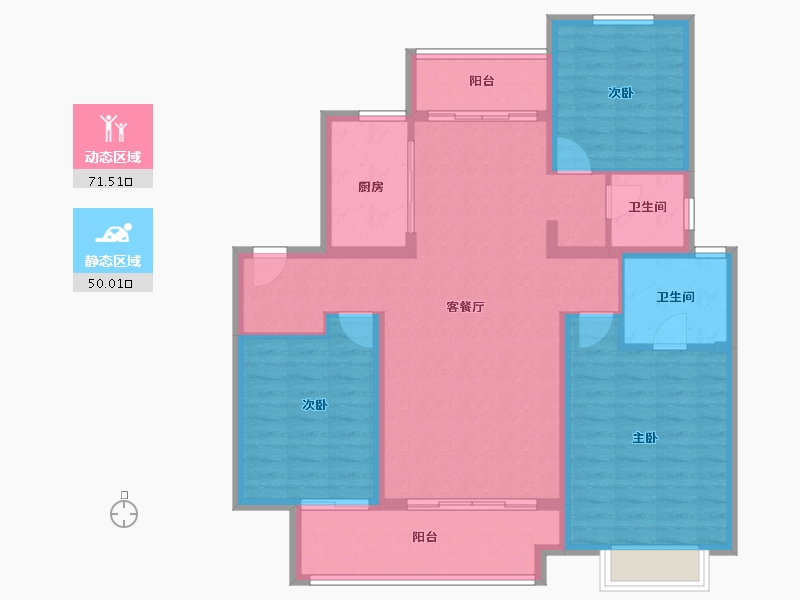 江苏省-无锡市-悦湖观邸-109.67-户型库-动静分区