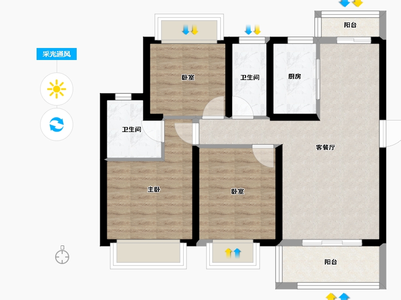 湖北省-武汉市-锦绣江城-72.33-户型库-采光通风