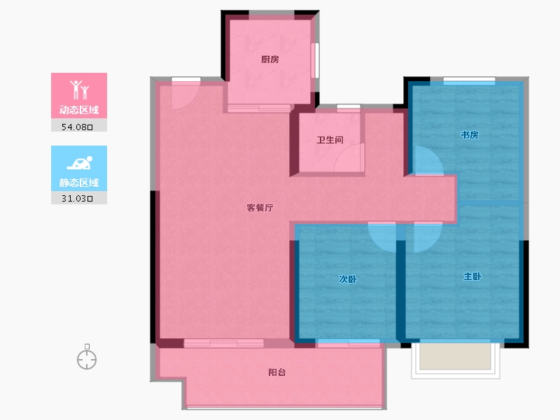 江苏省-无锡市-时光玖境-76.57-户型库-动静分区