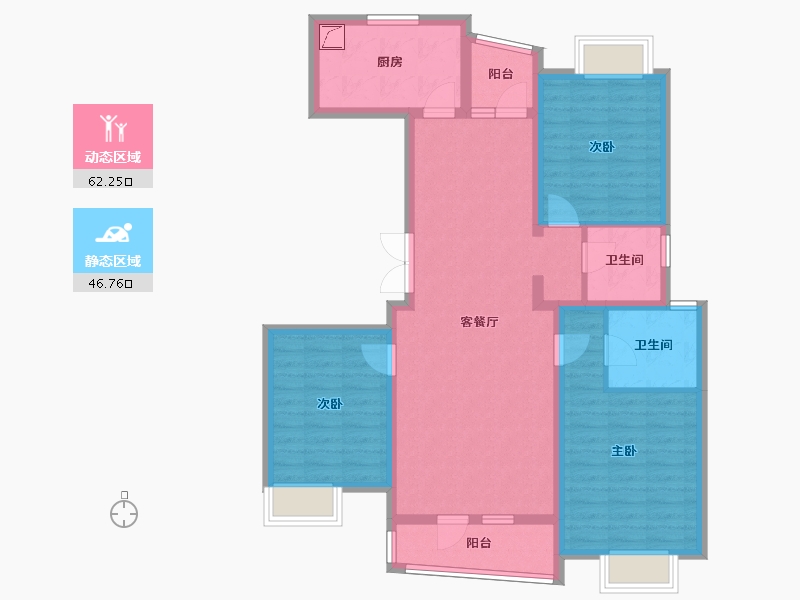 湖北省-武汉市-恋湖家园滨湖区二期-96.42-户型库-动静分区