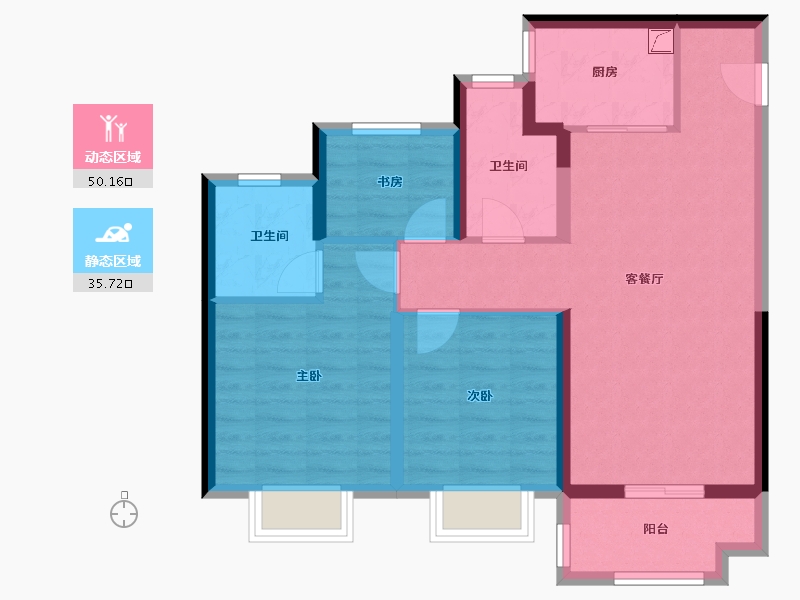 浙江省-宁波市-海湾新城-76.00-户型库-动静分区