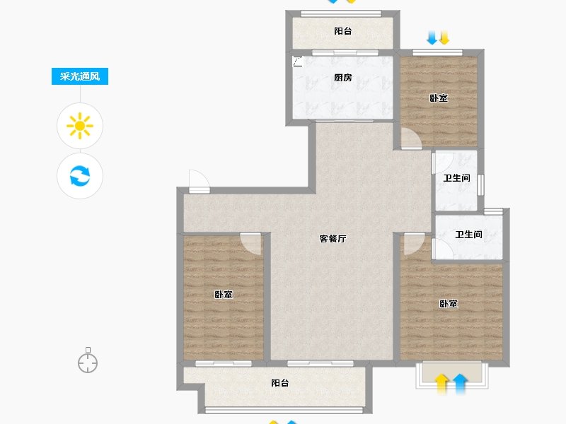 山东省-潍坊市-金帝惠贤府-118.40-户型库-采光通风