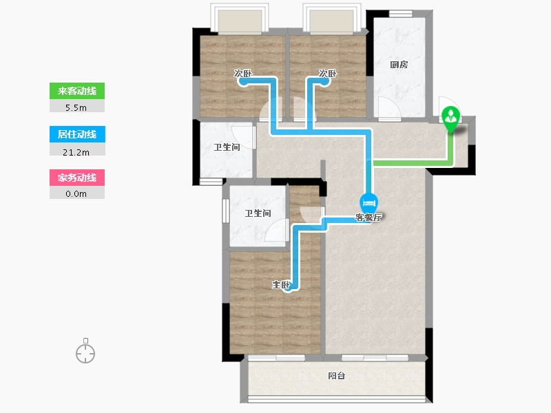 湖北省-武汉市-城投大桥龙城-84.97-户型库-动静线