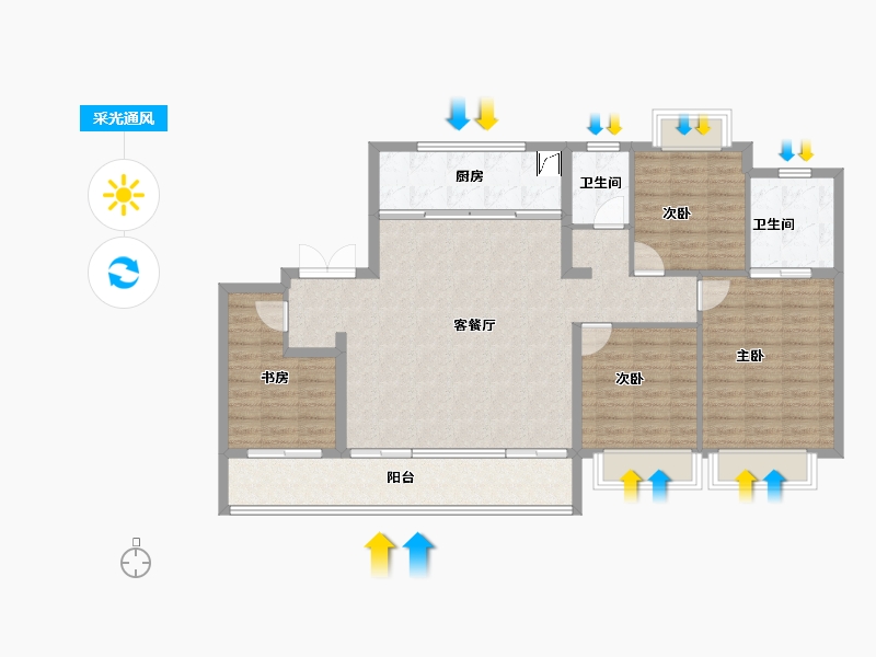 江苏省-无锡市-融创CHINA山水江南-114.42-户型库-采光通风