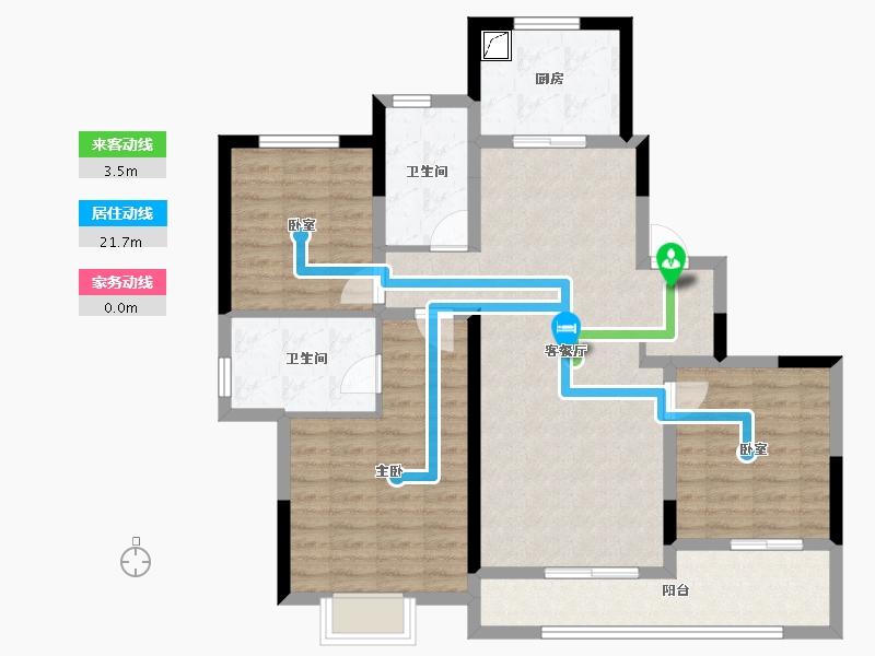 浙江省-绍兴市-亚厦东麟府-102.40-户型库-动静线